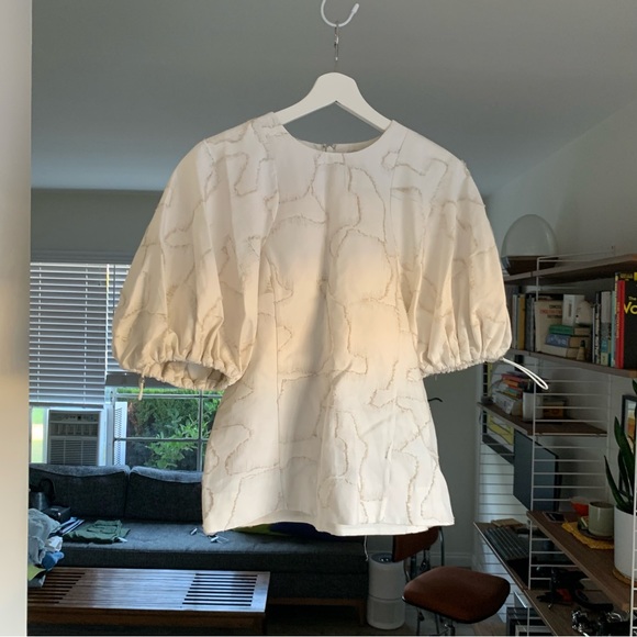 COS White Cotton Linen Puff Sleeve Top - Picture 2 of 6